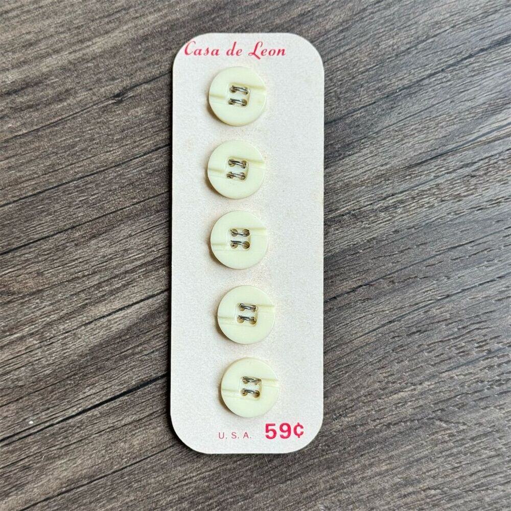 NEW ON CARD Vintage 1950s Casa de Leon Ivory 4 Hole Sewing Button Set 5 Pack